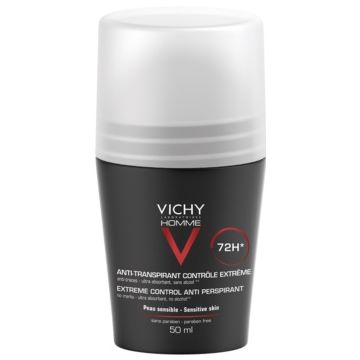 Vichy Homme Deodorant antiperspirant roll-on impotriva transpiratiei excesive de firma original