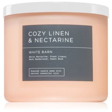 Bath & Body Works Cozy Linen & Nectarine lumânare parfumată