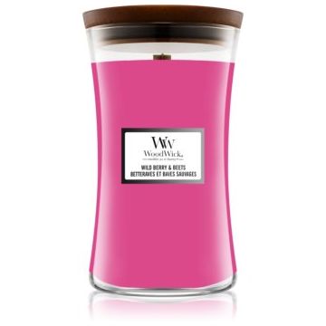 Woodwick Wild Berry & Beets lumânare parfumată cu fitil din lemn ieftin