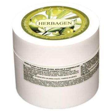 Crema de Corp cu Ulei de Jojoba, Masline si Vitaminele A+E Herbagen, 150 g