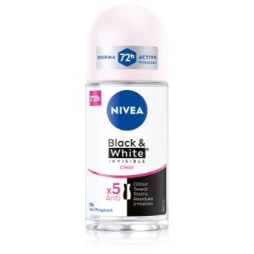 Nivea Invisible Black & White Clear deodorant roll-on antiperspirant pentru femei