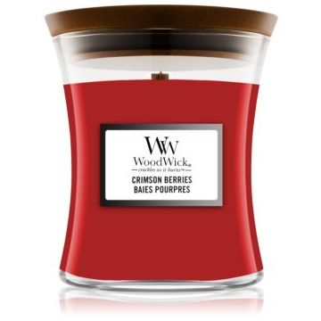 Woodwick Crimson Berries lumânare parfumată cu fitil din lemn de firma original