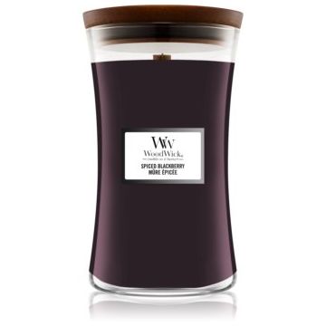 Woodwick Spiced Blackberry lumânare parfumată cu fitil din lemn