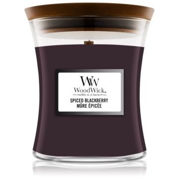 Woodwick Spiced Blackberry lumânare parfumată cu fitil din lemn