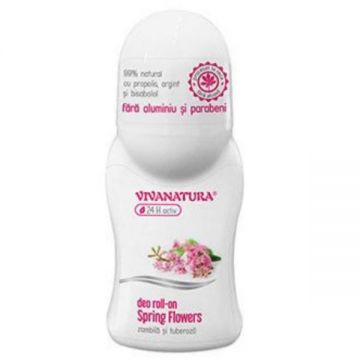 Deodorant Roll-On Spring Flowers Zambila si Tuberoza Vivanatura, 50 ml ieftin