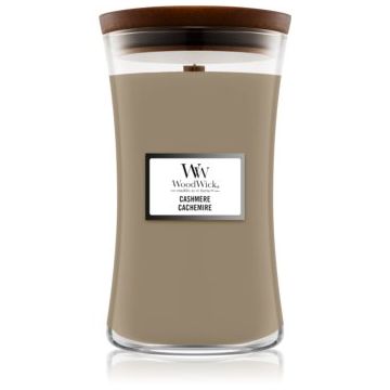 Woodwick Cashmere lumânare parfumată cu fitil din lemn ieftin