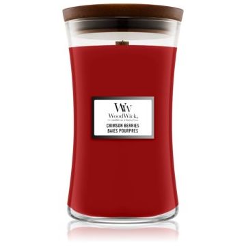 Woodwick Crimson Berries lumânare parfumată cu fitil din lemn de firma original