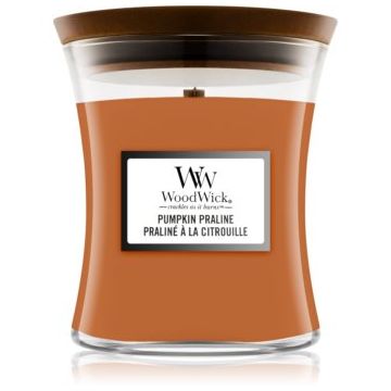 Woodwick Pumpkin Praline lumânare parfumată cu fitil din lemn