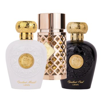 Pachet 3 parfumuri Best Seller, Opulent Oud 100 ml, Opulent Musk 100 ml si Jazzab Gold 100 ml la reducere