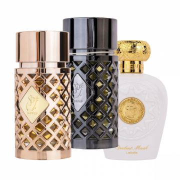 Pachet 3 parfumuri best seller, Jazzab Gold 100 ml + Jazzab Silver 100 ml + Opulent Musk 100 ml la reducere