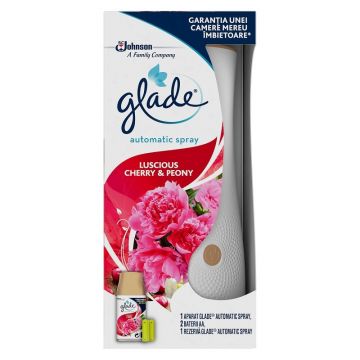 GLADE APARAT ELECTRIC ODORIZANT DE CAMERA ELECTRIC AUTOMATIC SPRAY + REZERVA 269 ML LUSCIOUS CHERRY & PEONY