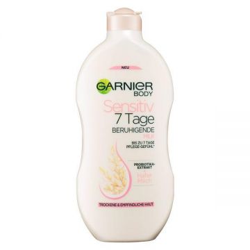 Lapte de corp pentru piele uscata si sensibila, Garnier Sensitiv 7 Tage, cu extract probiotic si lapte de ovaz, 400ml