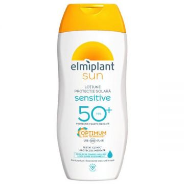 Lotiune Protectie Solara pentru Piele Sensibila cu Protectie Foarte Ridicata - Elmiplant Sun Sensitive Optimum Technology, FPS 50+, 200 ml