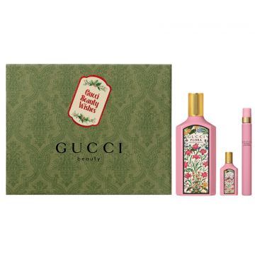 Set Cadou Gucci Flora Gorgeous Gardenia, Apa de parfum, Femei (Continut set: 100 ml Apa de Parfum + 10 ml Apa de Parfum + 5 ml Apa de Parfum)