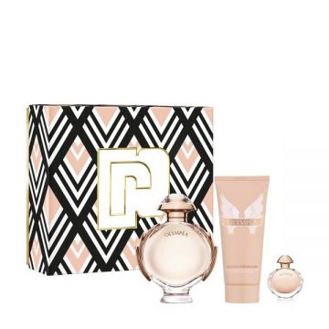 Set Cadou, Paco Rabanne Olympea, Apa de Parfum (Continut set: 80 ml Apa de Parfum + 5 ml Apa de Parfum + 100 ml Lotiune de corp)