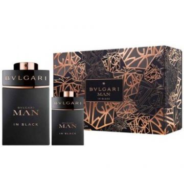Set Cadou Bvlgari Man In Black, Apa de Parfum, Barbati (Continut set: 60 ml Apa de Parfum + 15 ml Apa de Parfum)