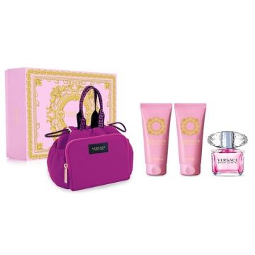 Set Versace Bright Crystal, Apa de toaleta (Concentratie: Apa de Toaleta, Gramaj: 90 ml Apa de Toaleta + 100 ml Lotiune de Corp + 100 ml Gel de Dus + Geanta)