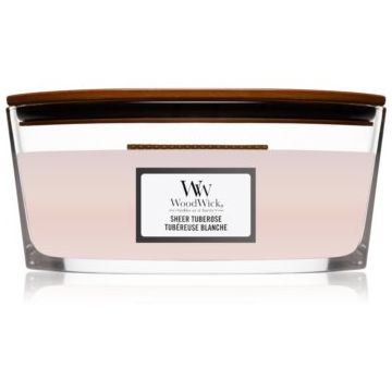 Woodwick Sheer Tuberose lumânare parfumată cu fitil din lemn (hearthwick) de firma original