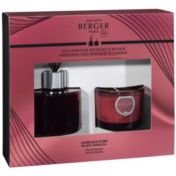 Set Maison Berger Mini Duality Duo Prune Bouquet Parfume 80ml + lumanare parfumata Angelique Noire 80g la reducere