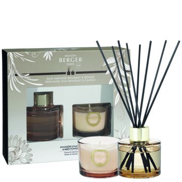 Set Maison Berger Mini Duo Holly Poussiere d'Ambre Bouquet Parfume 80ml + lumanare parfumata 80g