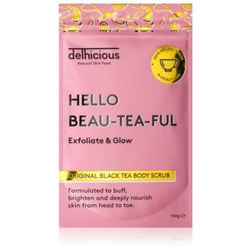 delhicious HELLO BEAU-TEA-FUL ORIGINAL BLACK TEA exfoliant de corp pentru matifiere ieftina