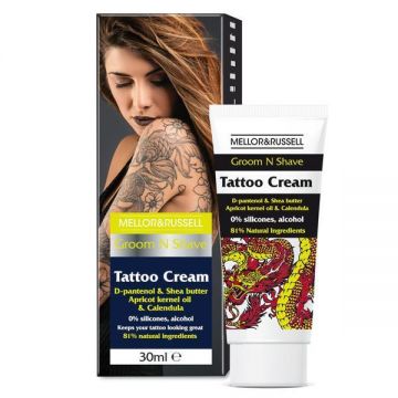 Crema hidratanta pentru ingrijirea zonelor tatuate Mellor & Russell Tattoo cu D-Pantenol si unt de Shea, 30 ml de firma originala