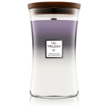 Woodwick Trilogy Amethyst Sky lumânare parfumată cu fitil din lemn de firma original