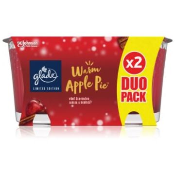 GLADE Warm Apple Pie lumânare parfumată duo parfum Apple, Cinnamon, Baked Crisp