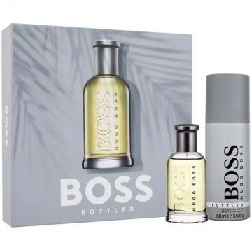 Set cadou Hugo Boss Boss Bottled, Barbati, Apa de Toaleta (Continut set: 50 ml Apa de Toaleta + 150 ml Deodorant spray) de firma original