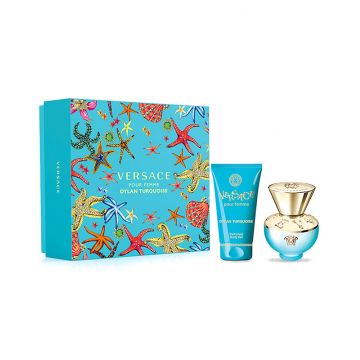 Set Cadou Versace Dylan Turquoise pour Femme (Continut set:  50 ml Apa de Toaleta + 50 ml Lotiune de corp + 50 ml Gel de dus)