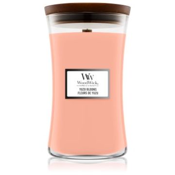 Woodwick Yuzu Blooms lumânare parfumată cu fitil din lemn de firma original