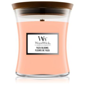 Woodwick Yuzu Blooms lumânare parfumată cu fitil din lemn de firma original