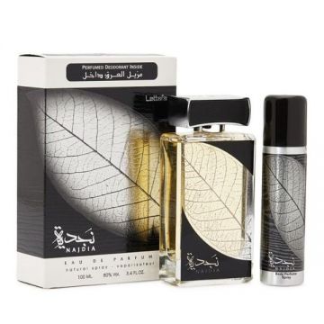 Set Apa de Parfum, 100 ml + Deodorant Spray, 50 ml, pentru Barbati - Lattafa Perfumes, Najdia, 1 set