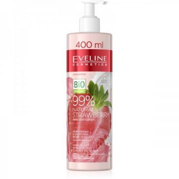 Cremă hidratantă cu iaurt de corp Eveline Cosmetics 99% Natural Strawberry Smoothing, 400 ml ieftina