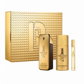 Set cadou Set Cadou Paco Rabanne 1 Million, Barbati, Apa de Parfum, 100 ml + Deodorant spray 150 ml + mini Apa de Parfum, 10 ml