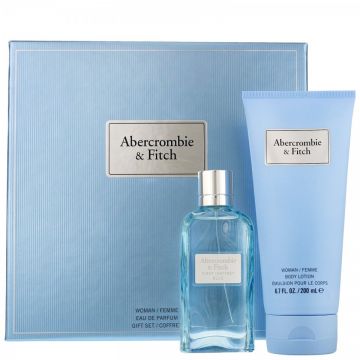 Set Cadou Abercrombie & Fitch First Instinct Blue Woman, Apa de Parfum 50 ml + Lotiune de Corp, 200 ml (Concentratie: Apa de Parfum, Gramaj: 50 ml) ieftin